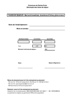 Formulaire d'annonce B&B, chambres d'hôtes Fichier à télécharger