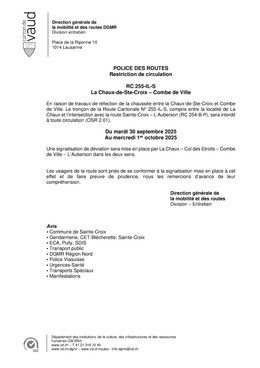 Informations sur le chantier - RC 255-IL-S