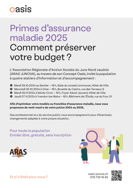 Primes d'assurance maladie 2025 Mardi 05.11.2024 à Sainte-Croix – 19 h, Foyer Alexei Jaccard, Hôtel de Ville