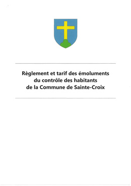 Règlement et tarif des émoluments du contrôle des habitants Règlement et tarifs des émoluments