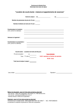 Formulaire d'annonce location de courte durée Fichier à télécharger