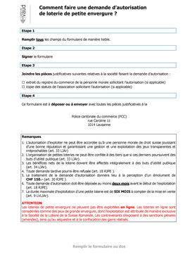 Demande de loterie de petite envergure Fichier à télécharger