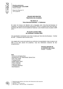 Informations sur le chantier - RC 255-IL-S