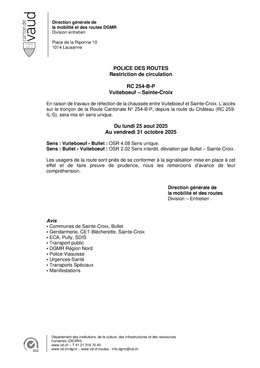 Informations sur le chantier - RC 254