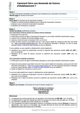 Demande de licence d'établissement Fichier à télécharger
